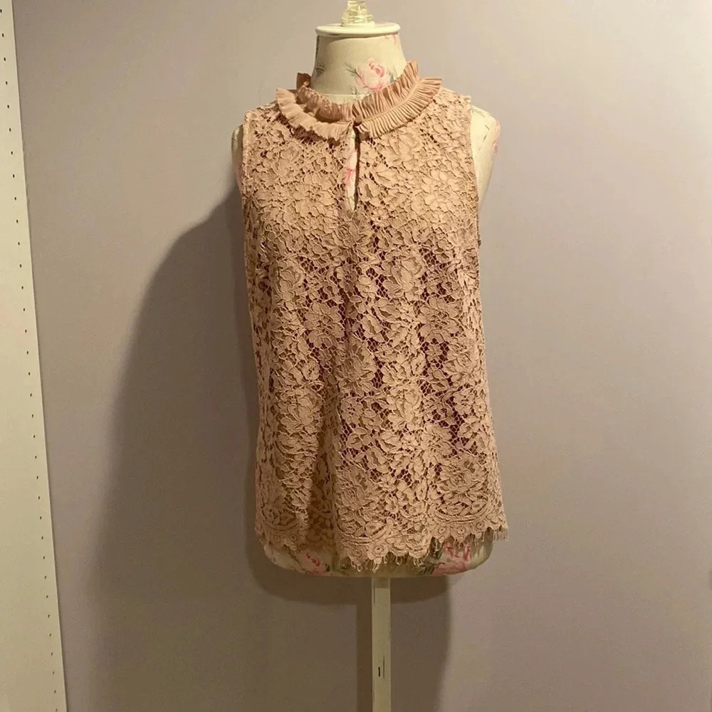 J.Crew tan lace sleeveless top size S
